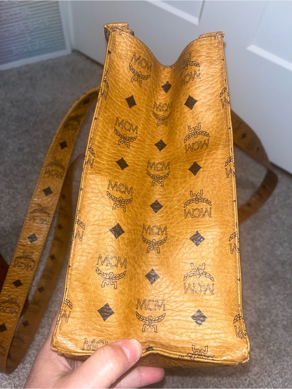 MCM Leather Iconic Cognac & Black Visetos Motif Shoulder Crossbody Bag - Picture 6 of 14